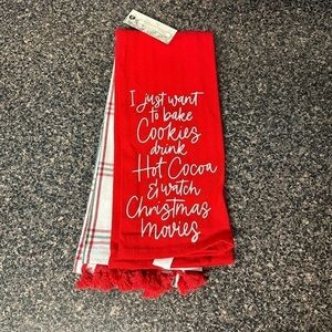 Christmas Cookie Red and Plaid Kitchen Hand Towel Set